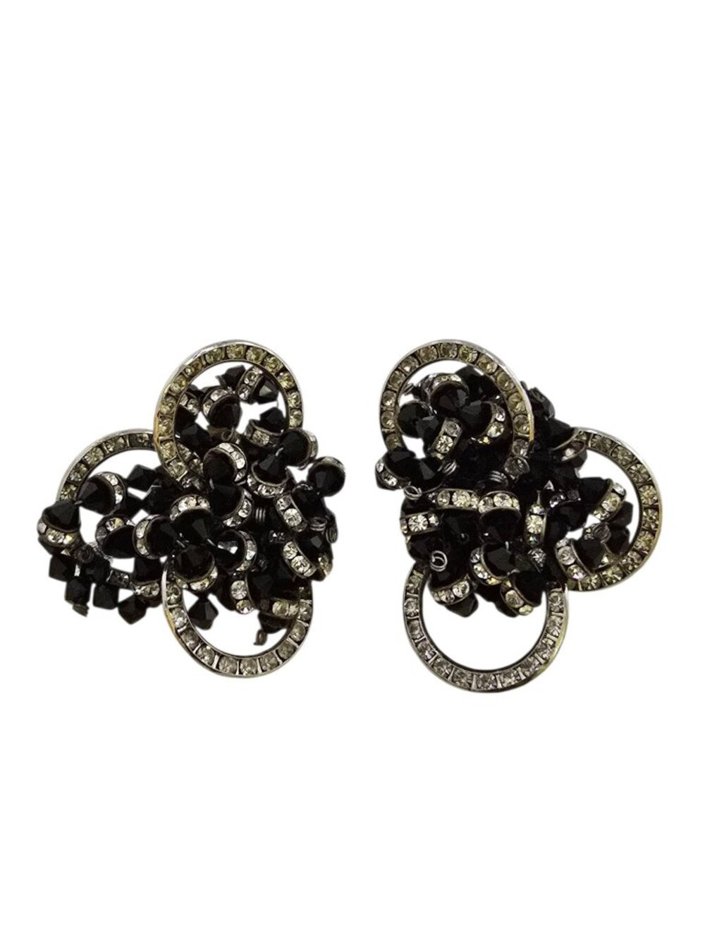 Vintage Crystal and Rhinestone Clip Earrings (A9180)